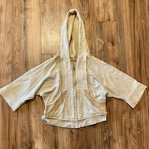 Free People Two-Tone Zip Jacket with 3/4 Sleeves Size Small